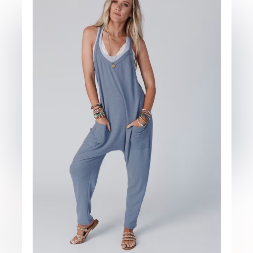Three Bird Nest waffle knit jumpsuit in GREEN (not blue)